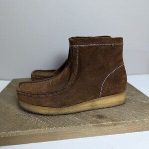 Vintage Hush Puppies Wallabies  tan and blue stitching size 6